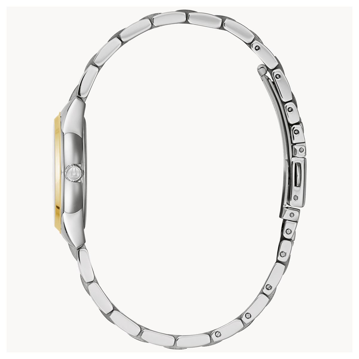 Bulova Sutton Ladies Watch with Silver Toned Dial and Stainless Steel and Yellow Gold Toned Bracelet (quartz movement)