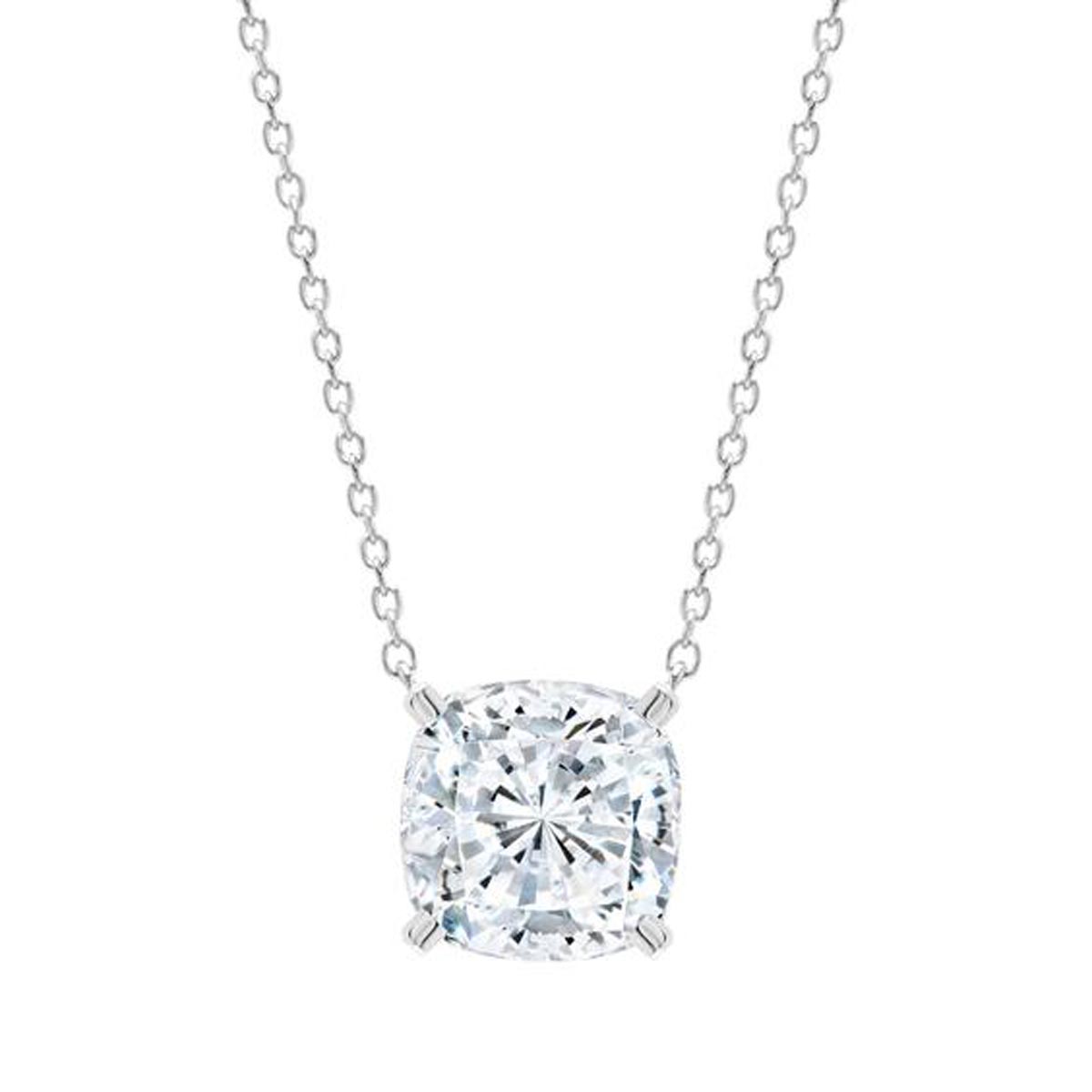 Crislu Cushion Cut Cubic Zirconia Bliss Necklace in Sterling Silver with Platinum Finish