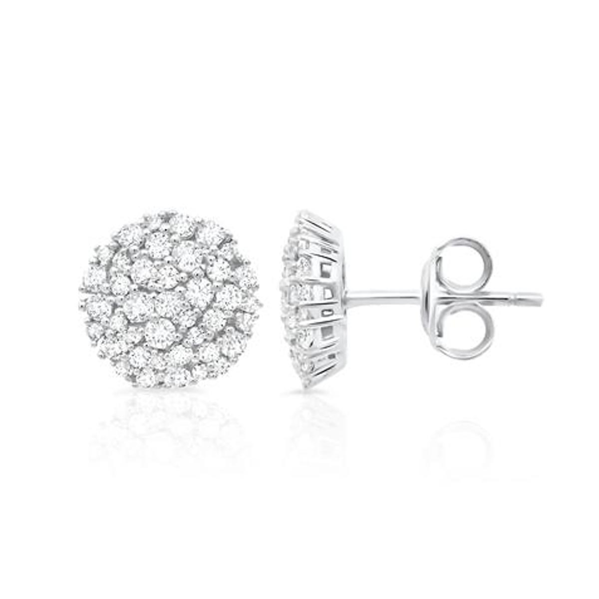 Crislu Cubic Zirconia Stud Earrings in Sterling Silver with Platinum Finish