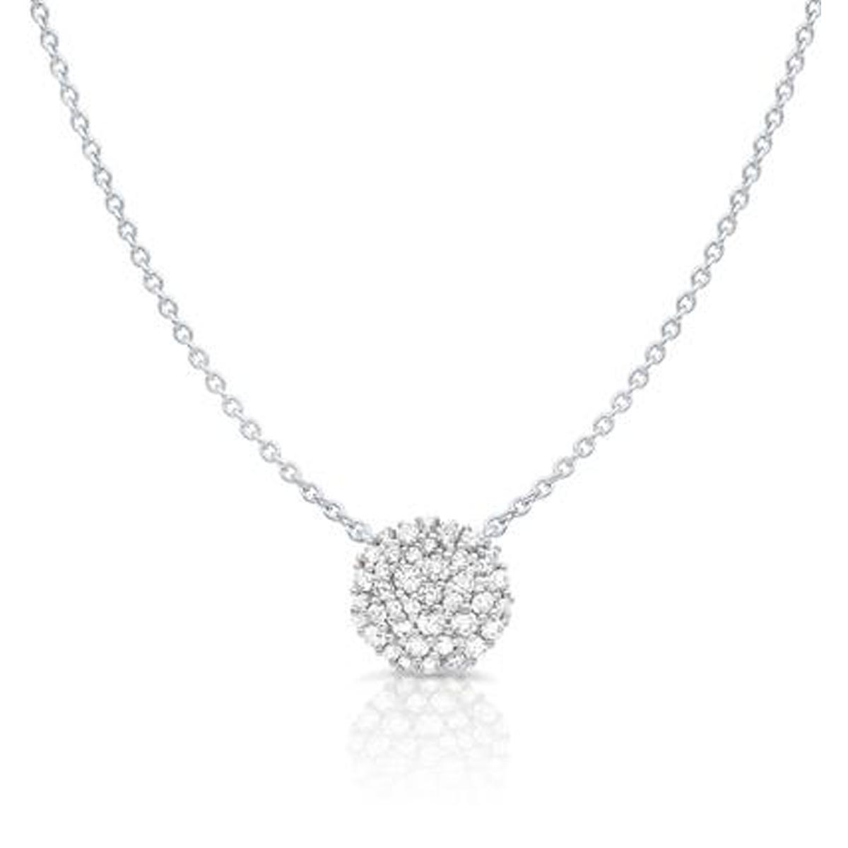 Crislu Cubic Zirconia Cluster Necklace in Sterling Silver with Platinum Finish