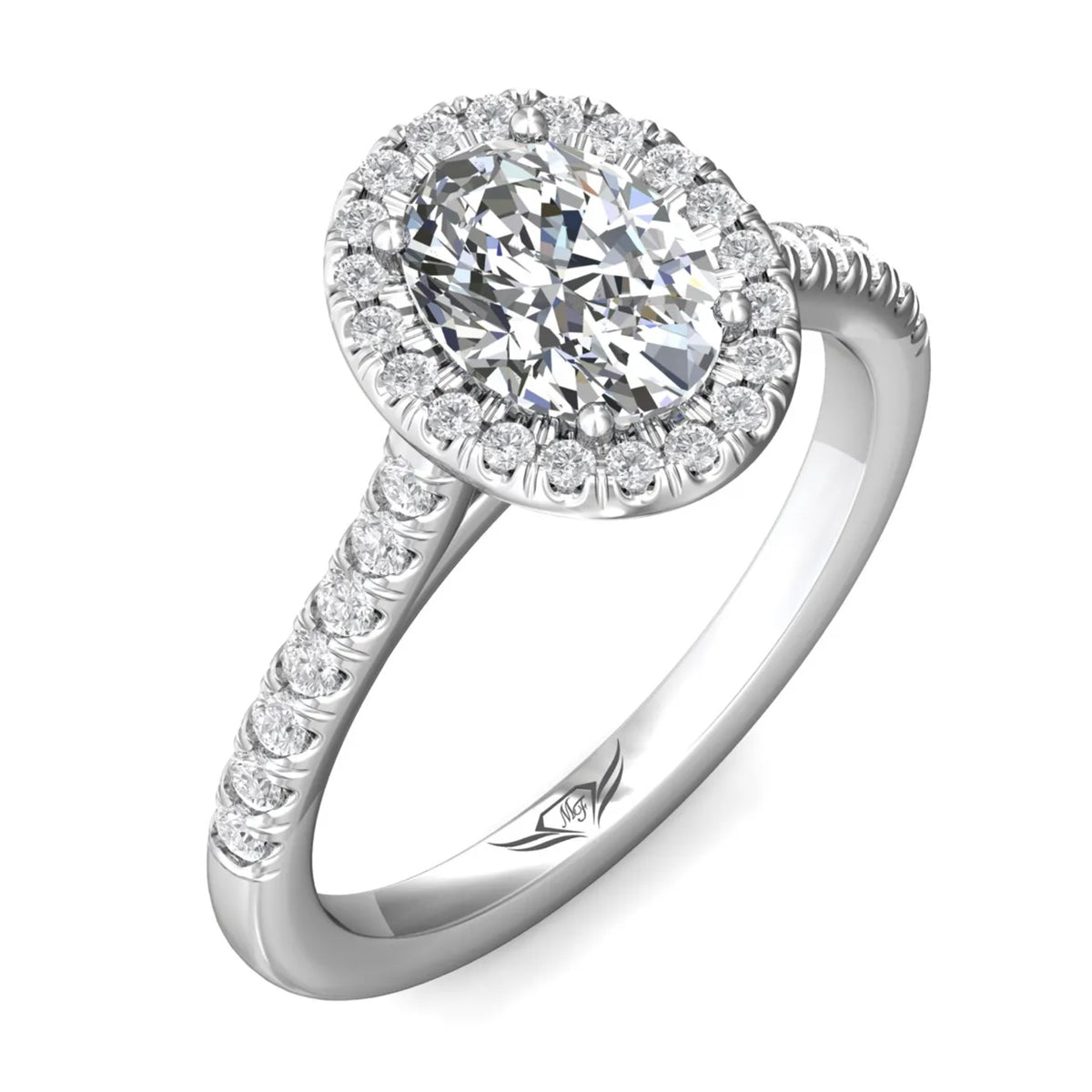 Martin Flyer Oval Diamond Engagement Ring Setting in 14kt White Gold (3/8ct tw)
