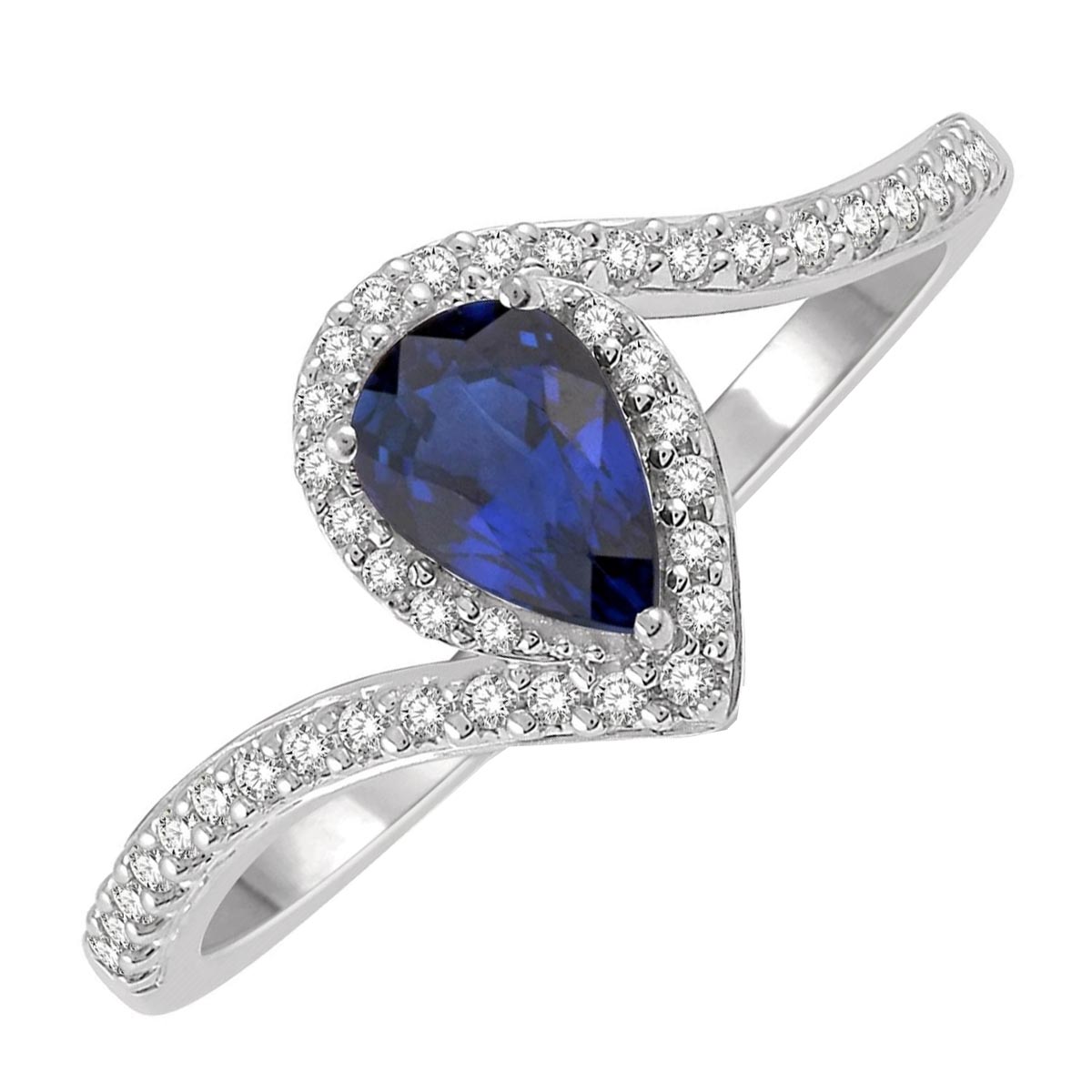 Sapphire Ring in 10kt White Gold with Diamonds (1/5ct tw)