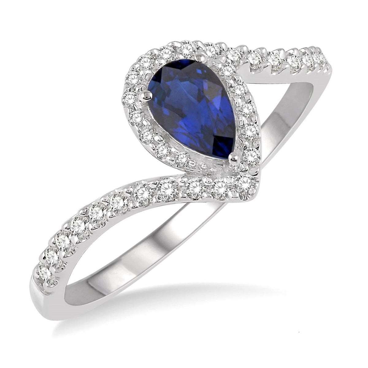 Sapphire Ring in 10kt White Gold with Diamonds (1/5ct tw)