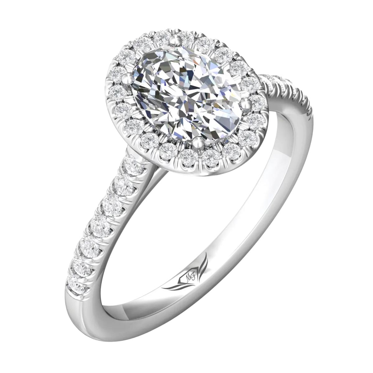 Martin Flyer Oval Diamond Halo Engagement Ring in 14kt White Gold (1 1/3ct tw)