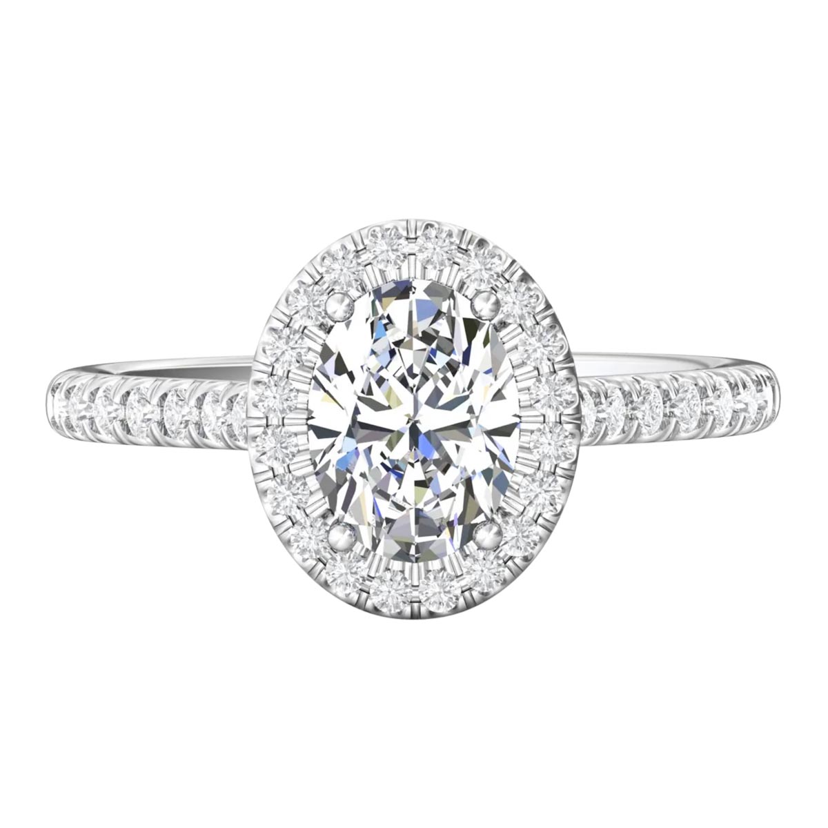 Martin Flyer Oval Diamond Halo Engagement Ring in 14kt White Gold (1 1/3ct tw)