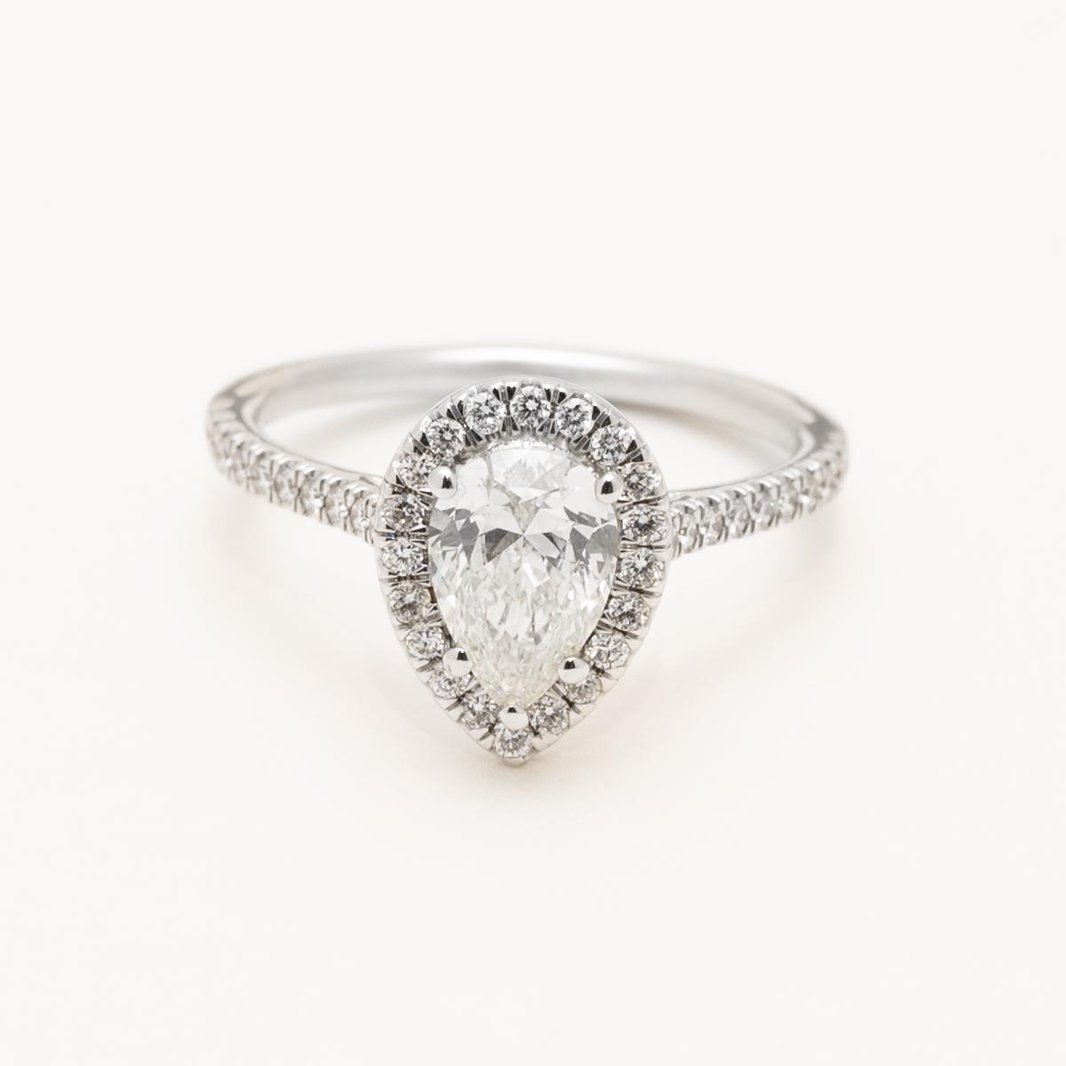 Martin Flyer Pear Diamond Halo Engagement Ring in 14kt White Gold (1 1/3ct tw)