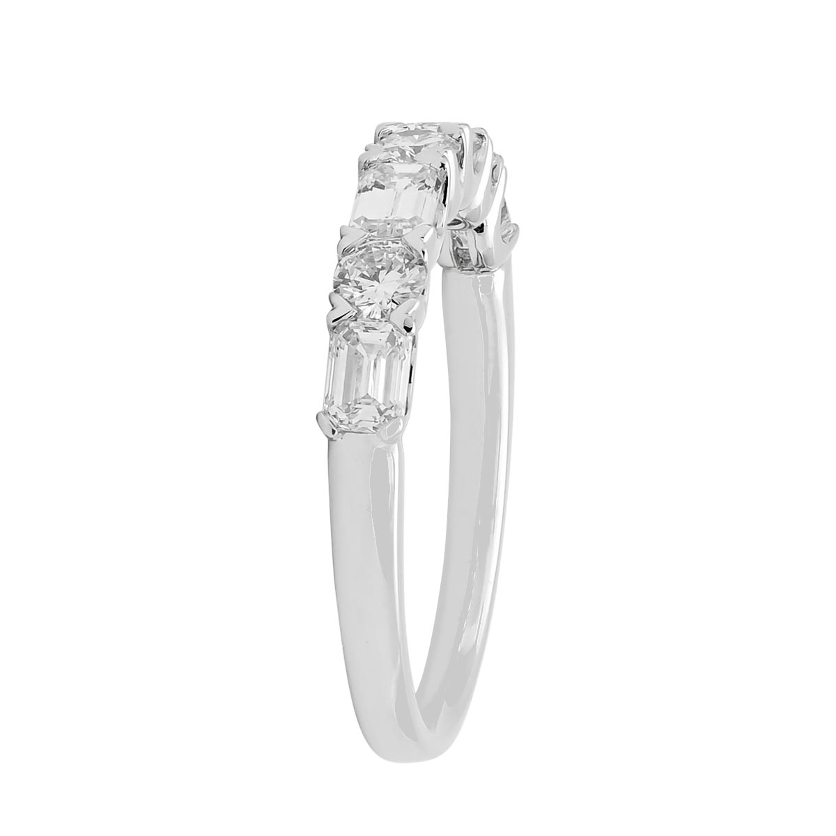 Emerald Cut and Round Diamond Wedding Band in 14kt White Gold (1ct tw)