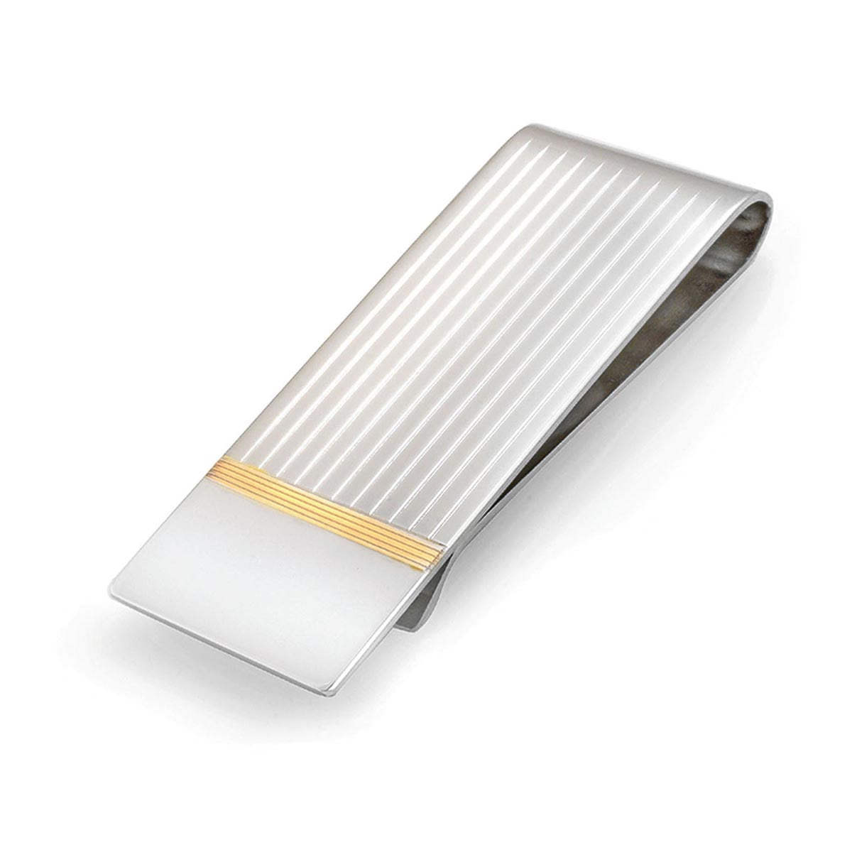 Stainless Steel Gold Tone Accent Money Clip in Stainless Steel
