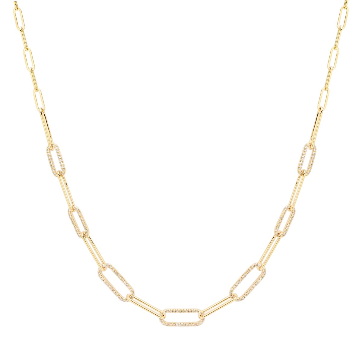 Diamond Paperclip Necklace in 14kt Yellow Gold (1/2ct tw)