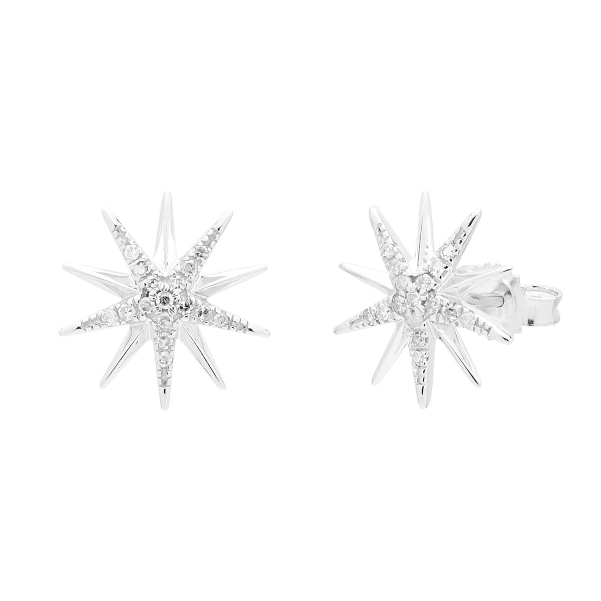 Diamond Star Earrings in Sterling Silver (1/10ct tw)