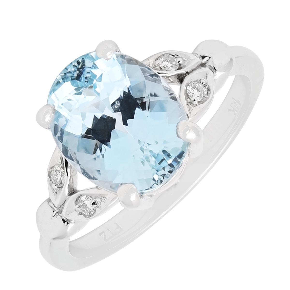 Oval Aquamarine Ring in 14kt White Gold with Diamonds (1/20ct tw)