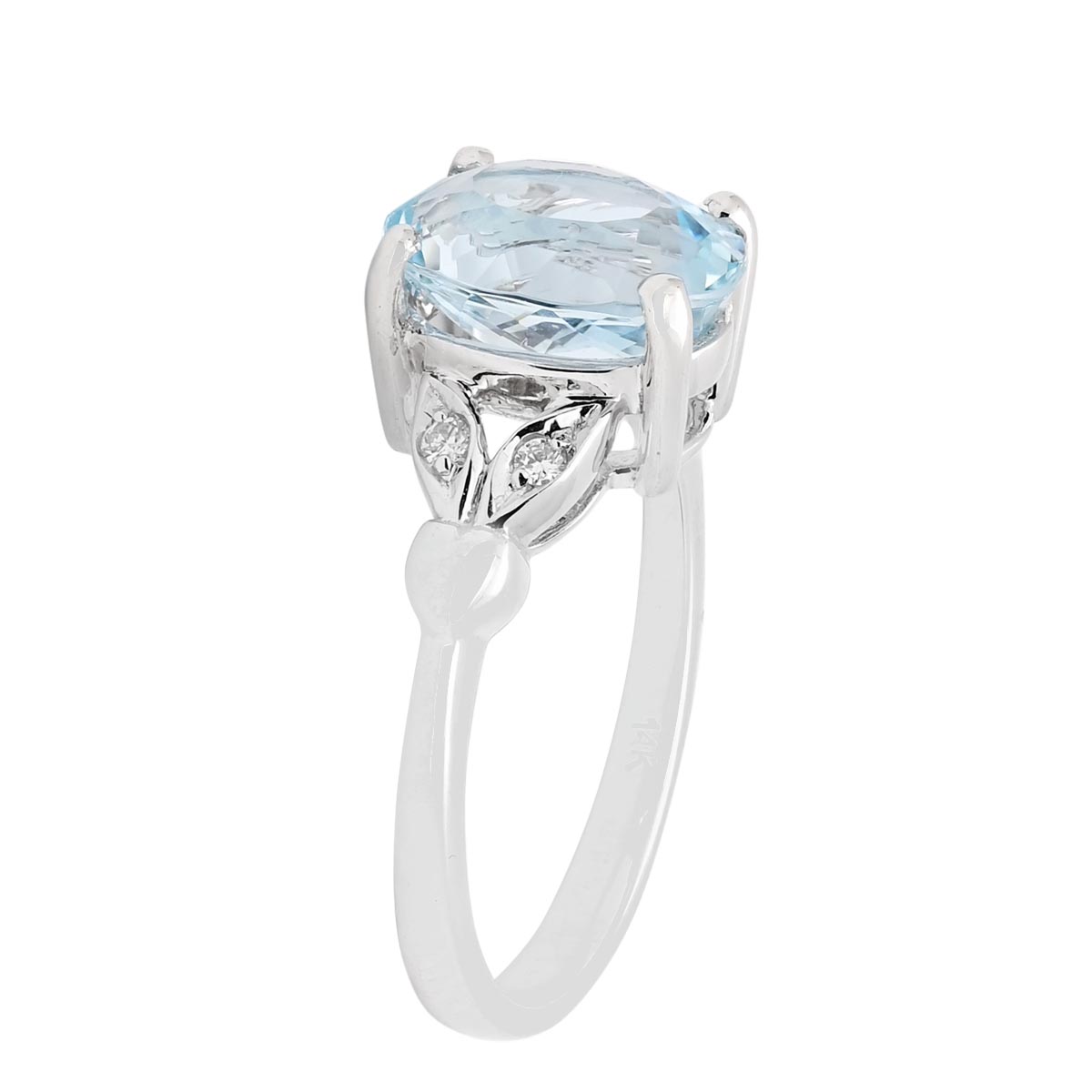 Oval Aquamarine Ring in 14kt White Gold with Diamonds (1/20ct tw)