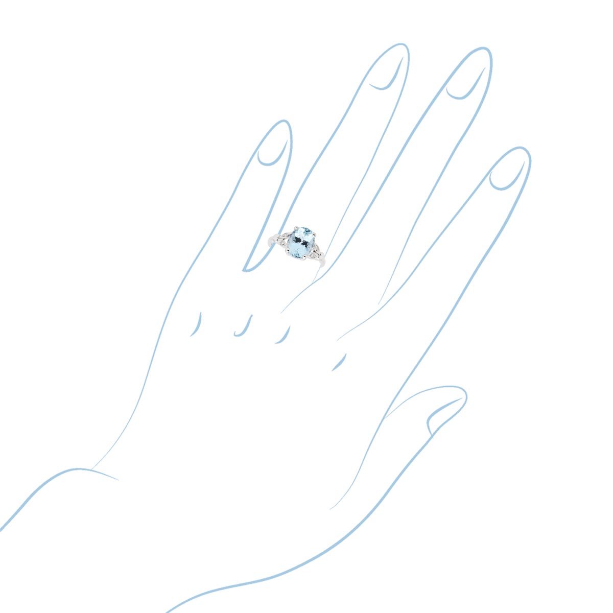 Oval Aquamarine Ring in 14kt White Gold with Diamonds (1/20ct tw)