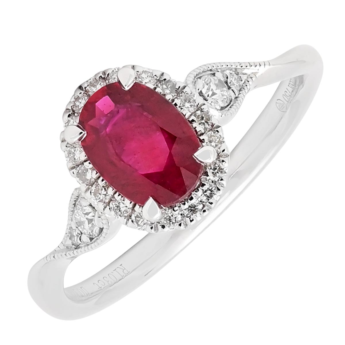 Ruby Ring in 18kt White Gold with Diamonds (1/7ct tw)