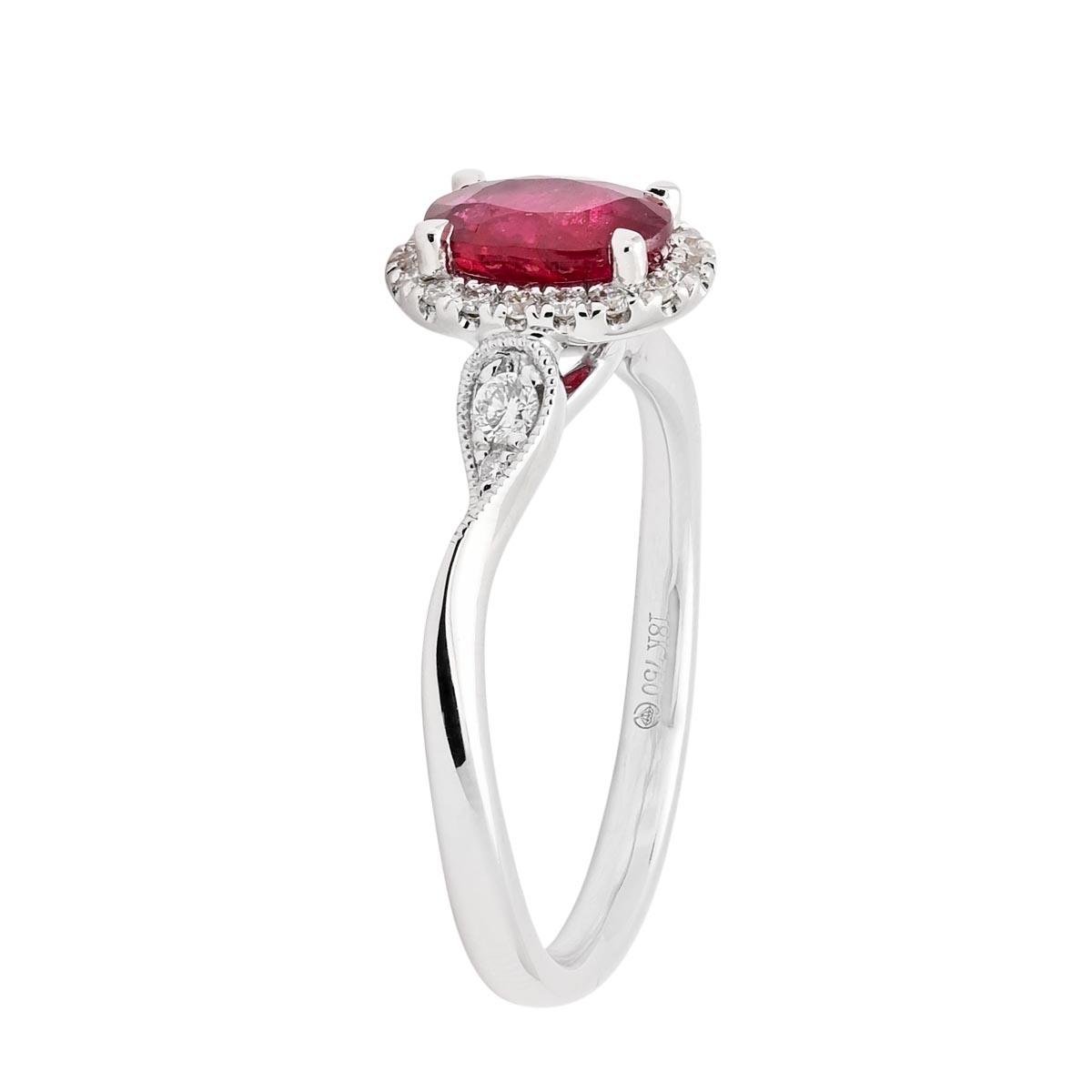 Ruby Ring in 18kt White Gold with Diamonds (1/7ct tw)