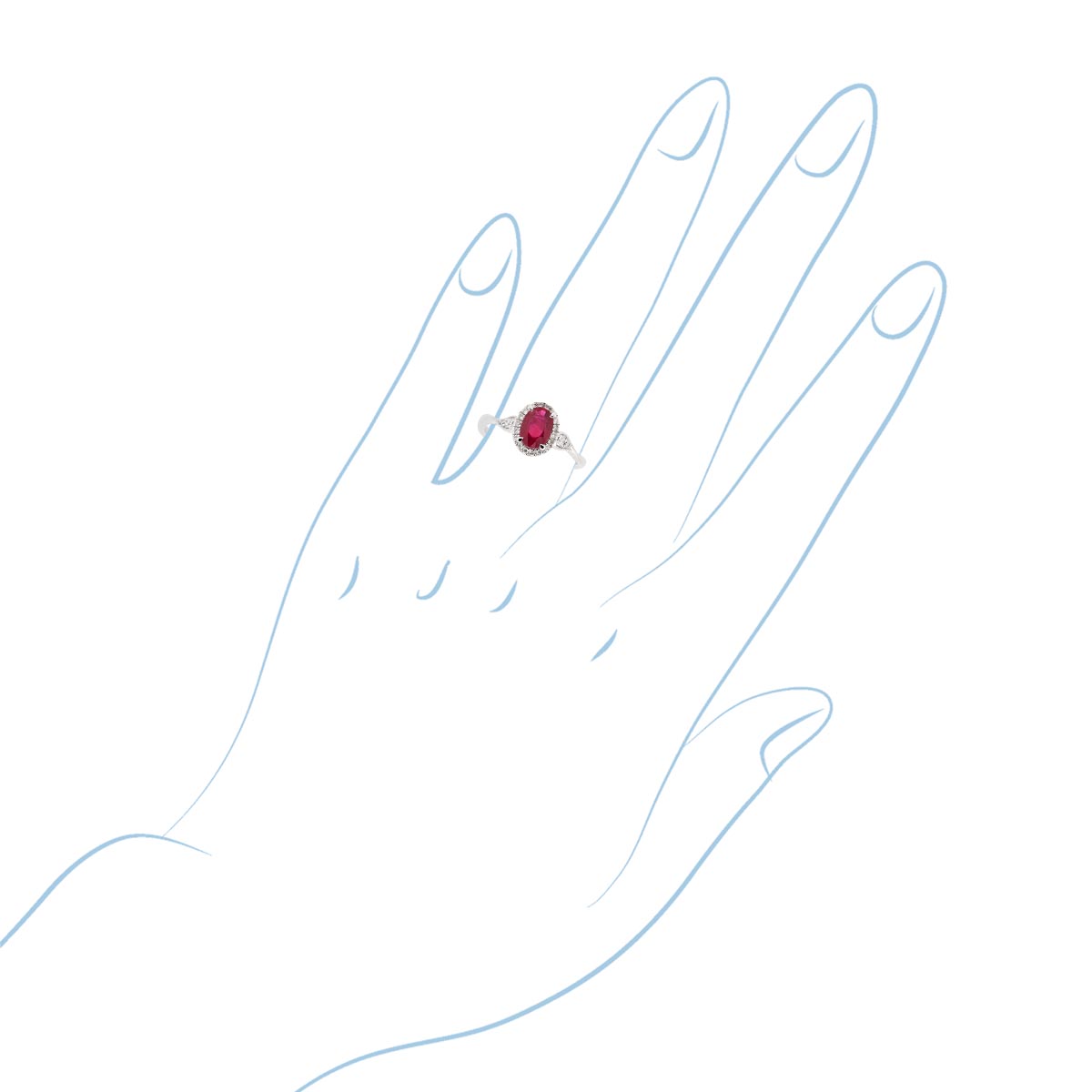 Ruby Ring in 18kt White Gold with Diamonds (1/7ct tw)