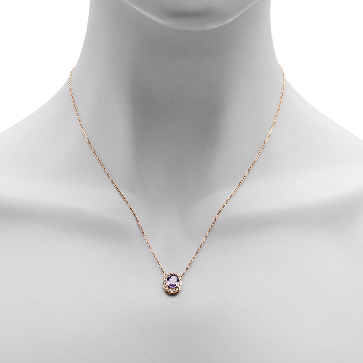 Purple Sapphire Necklace in 14kt Yellow Gold with Diamonds (1/4ct tw)