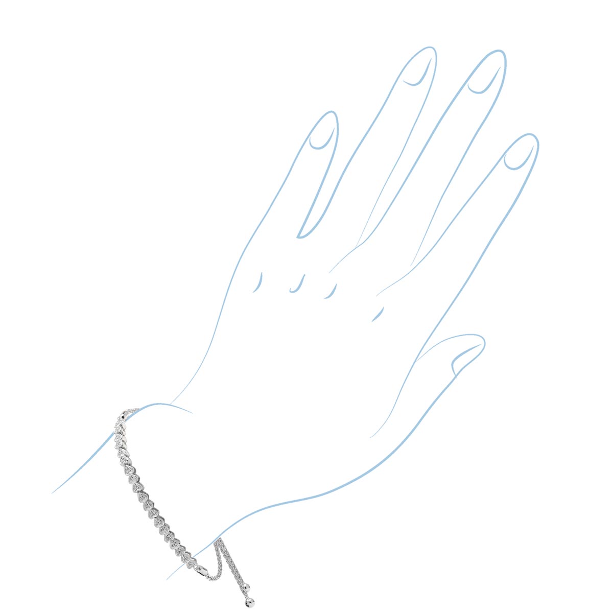 Diamond Heart Bolo Bracelet in Sterling Silver (1/10ct tw)
