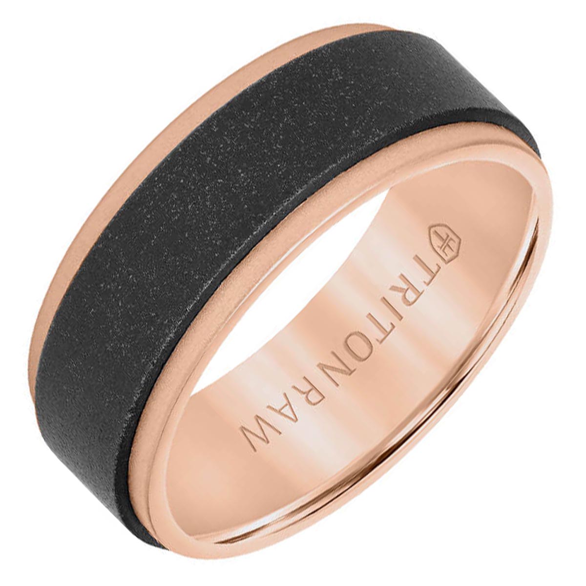 Triton Mens Wedding Band in 14kt Rose Gold and Tungsten (8mm)