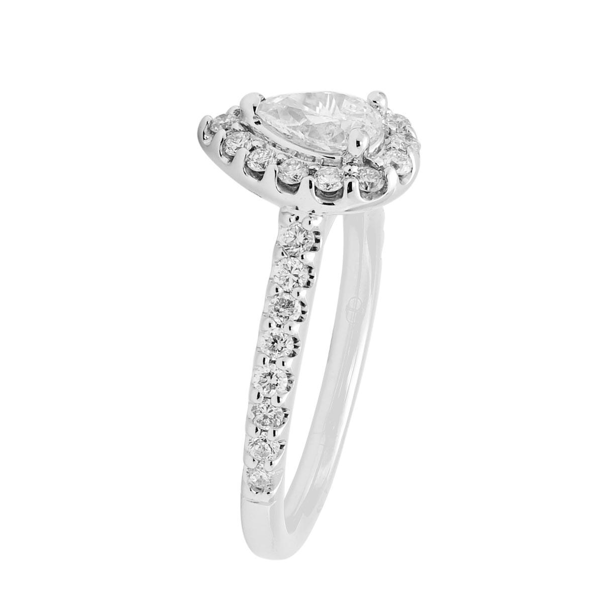 Pear Diamond Halo Engagement Ring in 14kt White Gold (1ct tw)