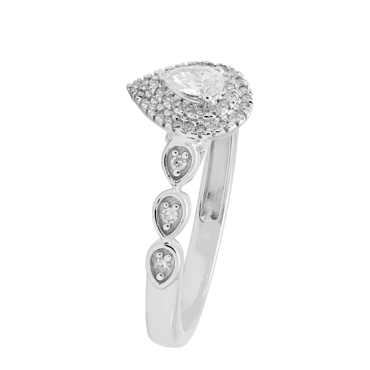 Pear Diamond Halo Bridal Set in 10kt White Gold (3/8ct tw)