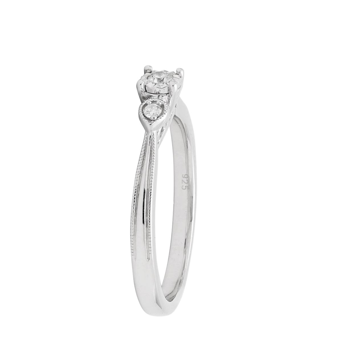 Three Stone Diamond Promise Ring in Sterling Silver (1/10ct tw)