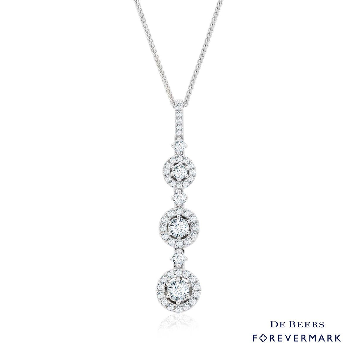 De Beers Forevermark Center of My Universe Three Stone Diamond Necklace in 18kt White Gold (5/8ct tw)