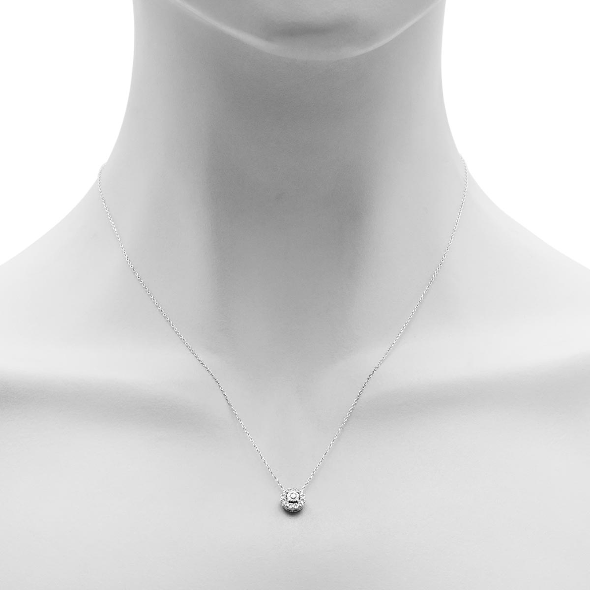 Diamond Halo Necklace in 14kt White Gold (1/7ct tw)