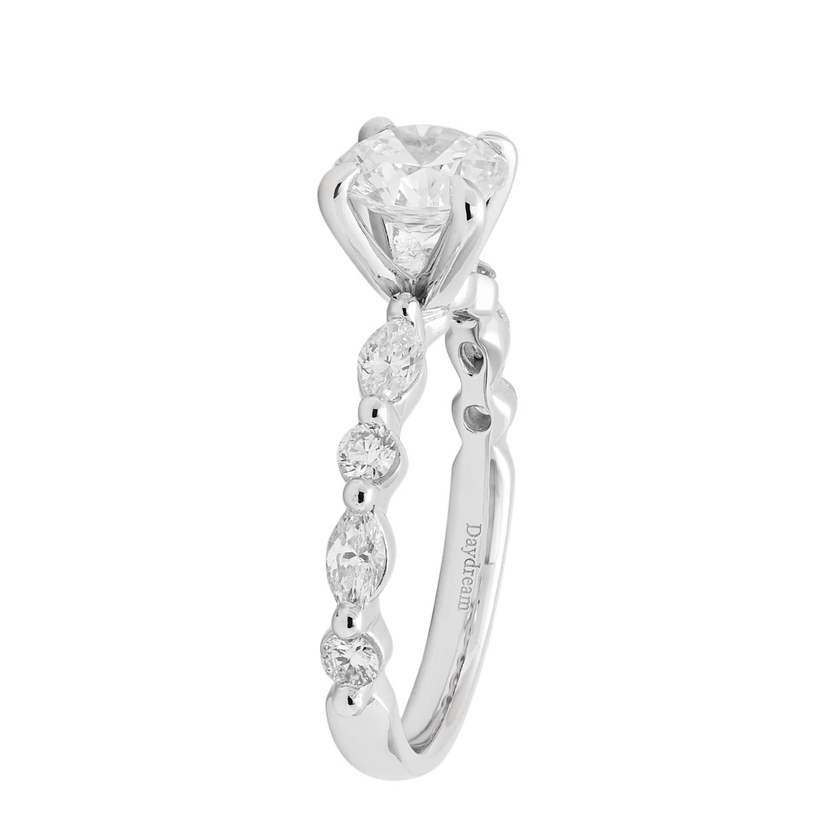 Daydream Round and Marquise Diamond Engagement Ring Setting in 14kt White Gold (1/2ct tw)