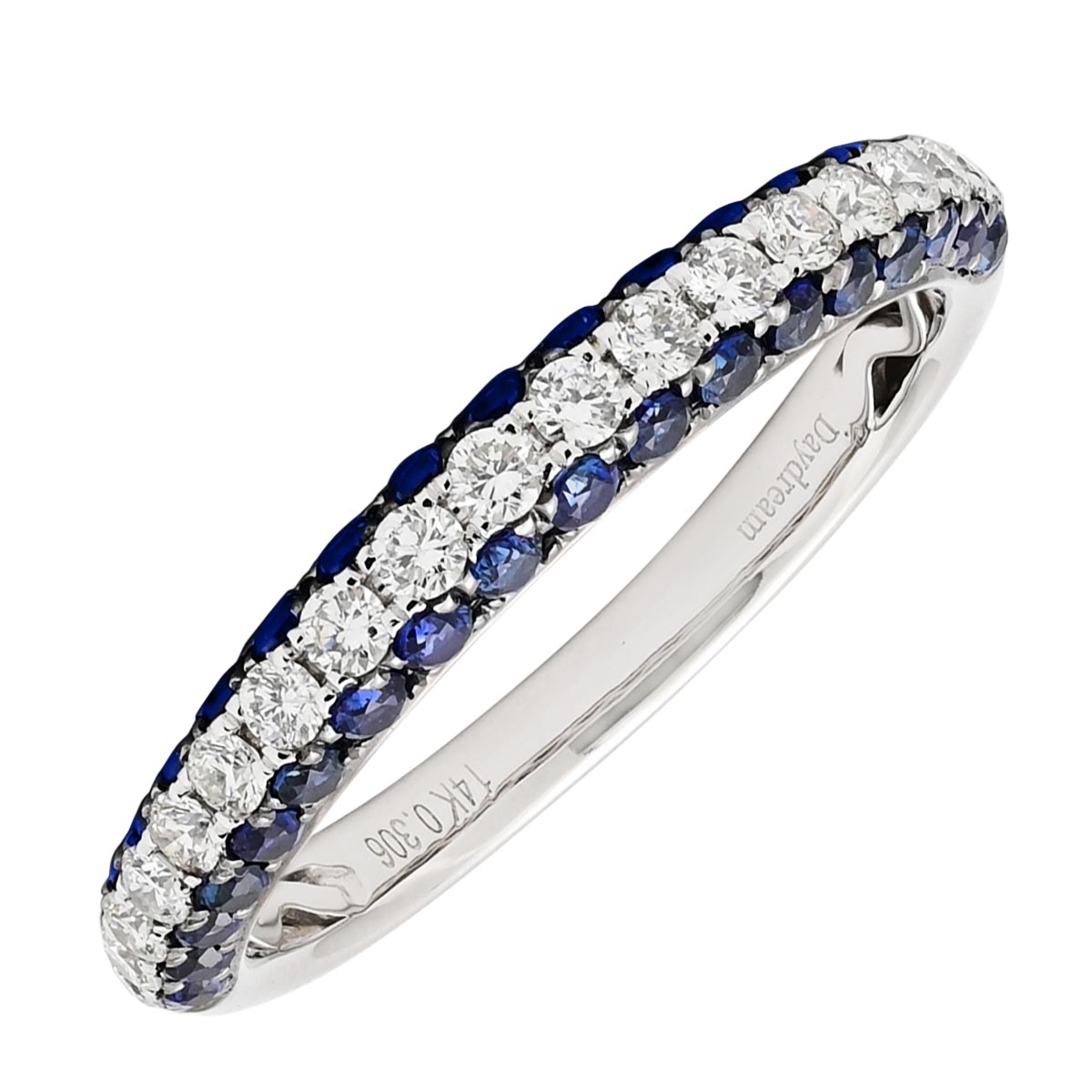Diamond and Sapphire Band in 14kt White Gold (1/3ct tw)