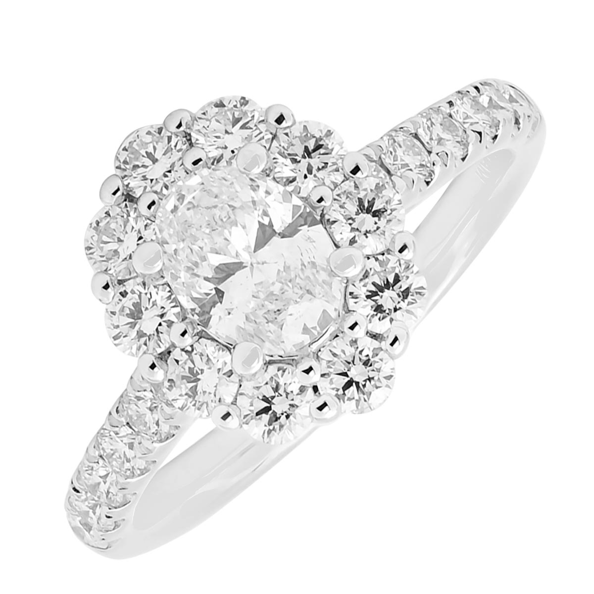 Northern Star Oval Diamond Halo Engagement Ring in 14kt White Gold (1 1/2ct tw)
