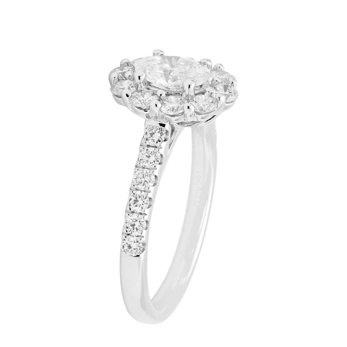 Northern Star Oval Diamond Halo Engagement Ring in 14kt White Gold (1 1/2ct tw)