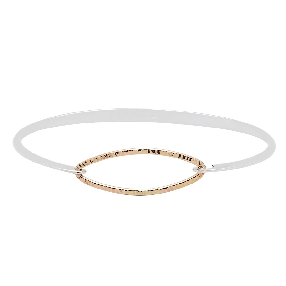 E.L. Designs Textured Oval Bracelet in Sterling Silver and 14kt Yellow Gold