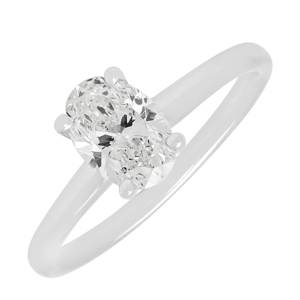 Oval Diamond Solitaire Engagement Ring in 14kt White Gold (1ct)