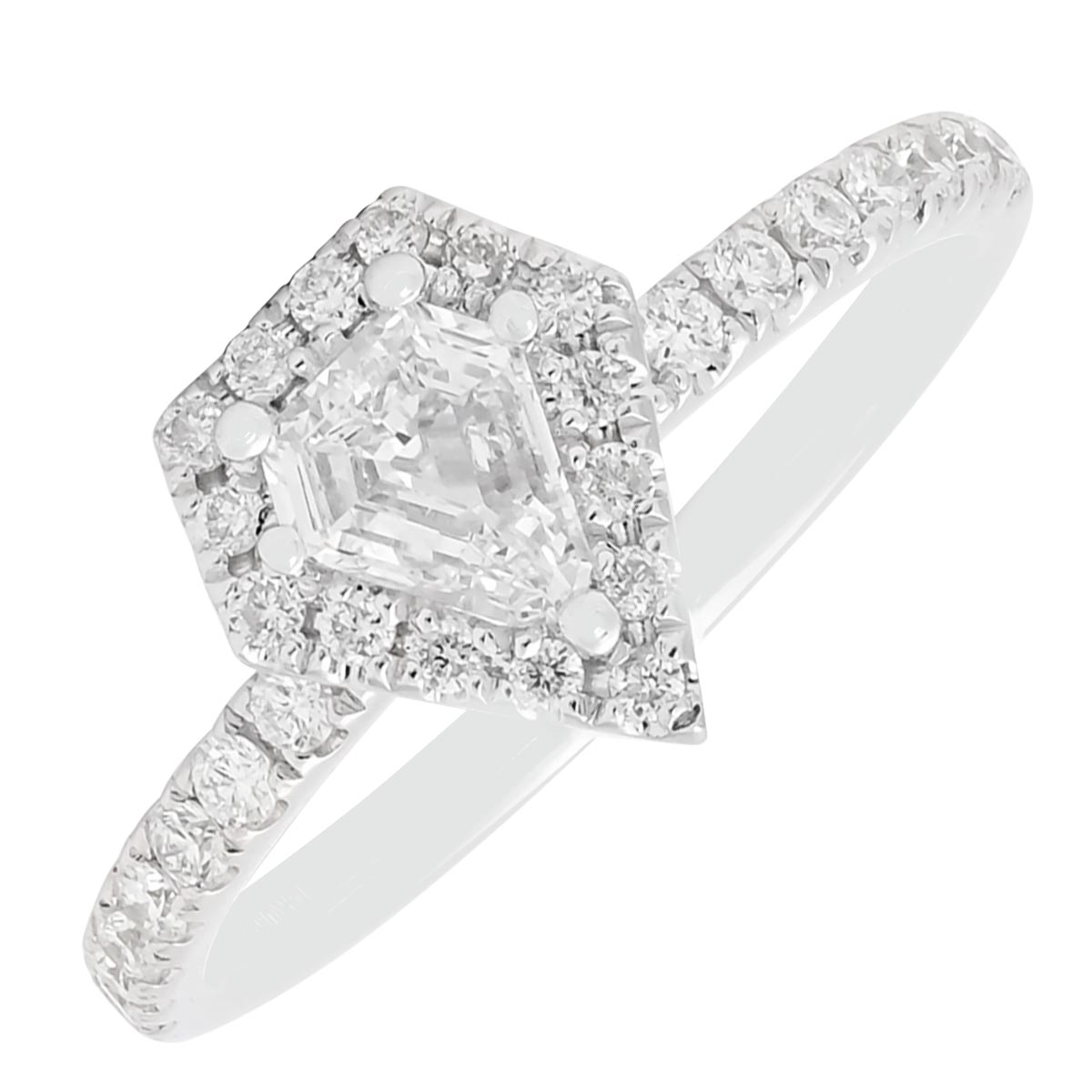 Diamond Shield Halo Engagement Ring in 14kt White Gold (5/8ct tw)