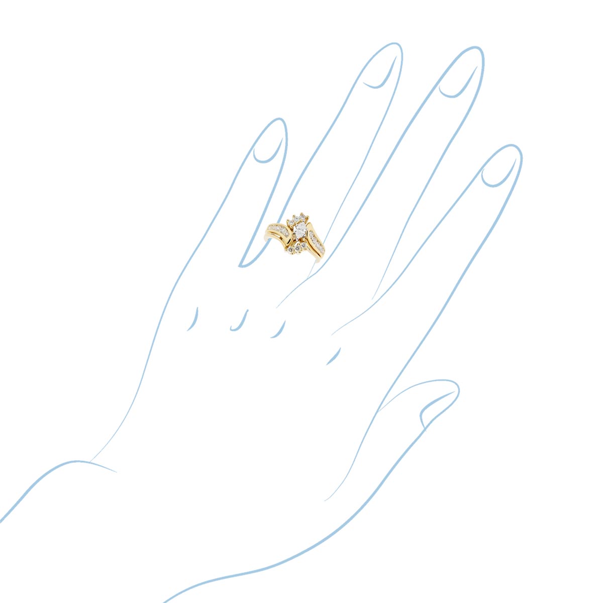 Marquise Diamond Bridal Set in 14kt Yellow Gold (1ct tw)