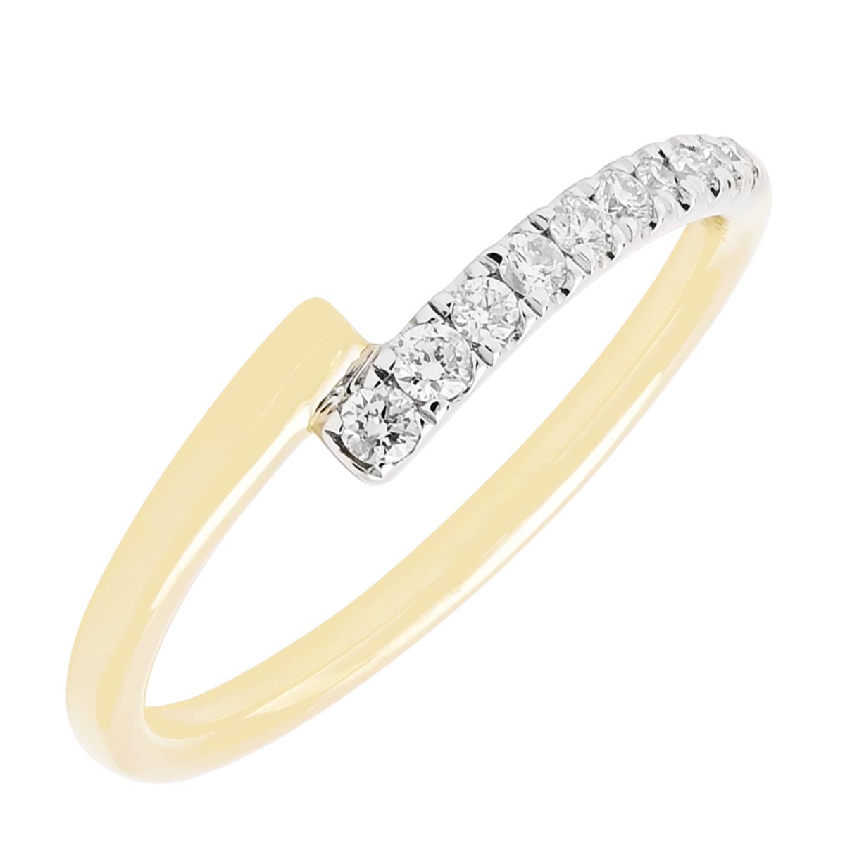 Diamond Bypass Fashion Ring in 14kt Yellow and White Gold (1/10ct tw)