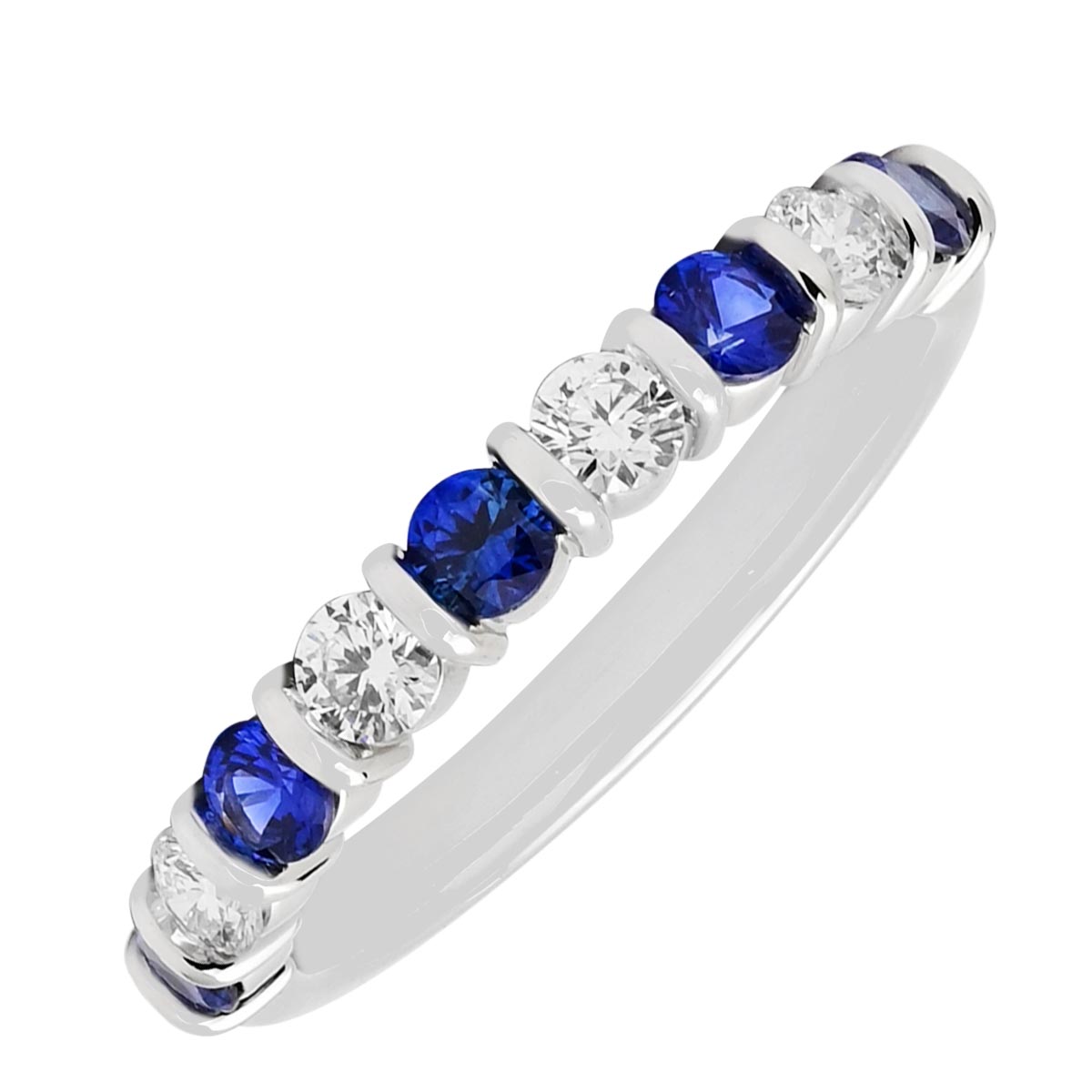 Diamond and Sapphire Bar Set Band in Platinum (1/3ct tw)