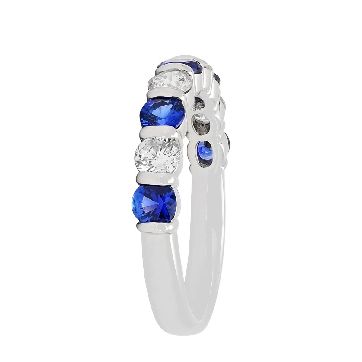 Diamond and Sapphire Bar Set Band in Platinum (1/3ct tw)
