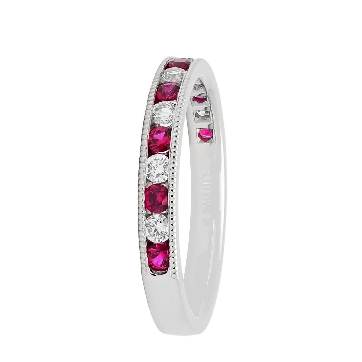 Diamond and Ruby Channel Band in Platinum (1/4ct tw)