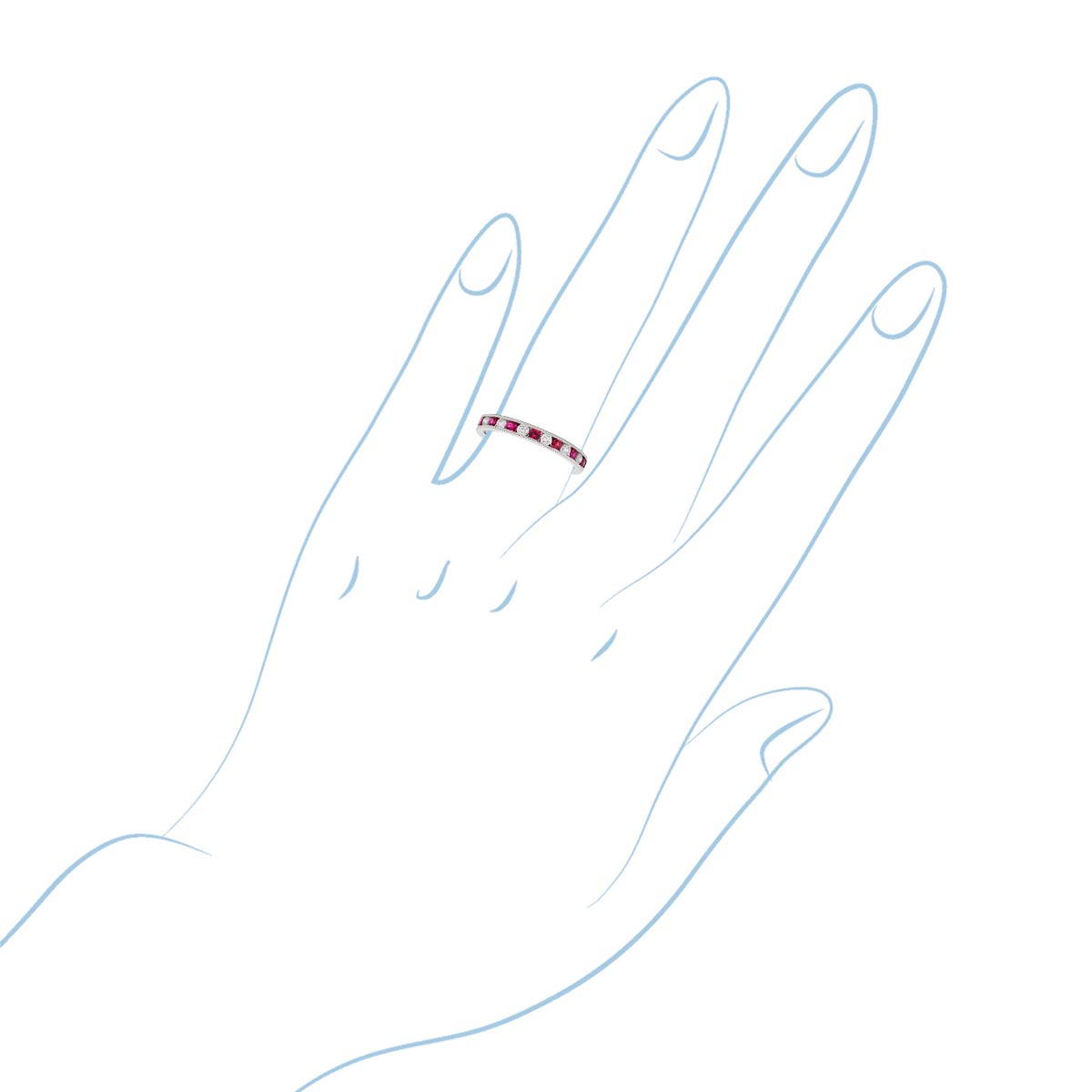 Diamond and Ruby Channel Band in Platinum (1/4ct tw)