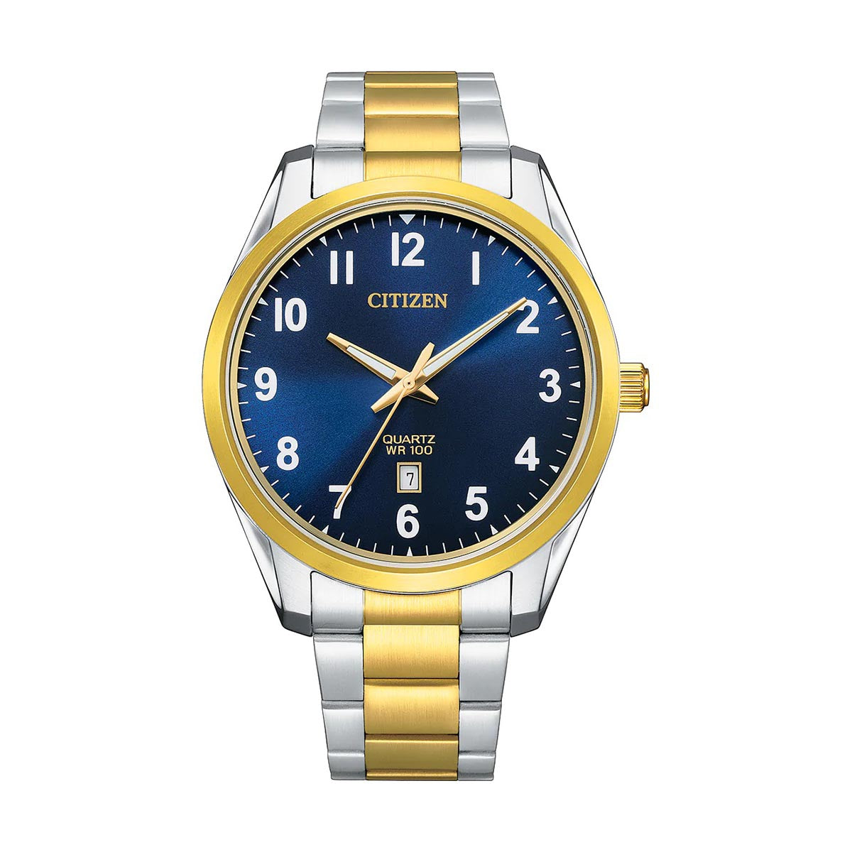 Citizen Mens Watch with Blue Dial and Stainless Steel and Yellow Gold Toned Bracelet (quartz movement)