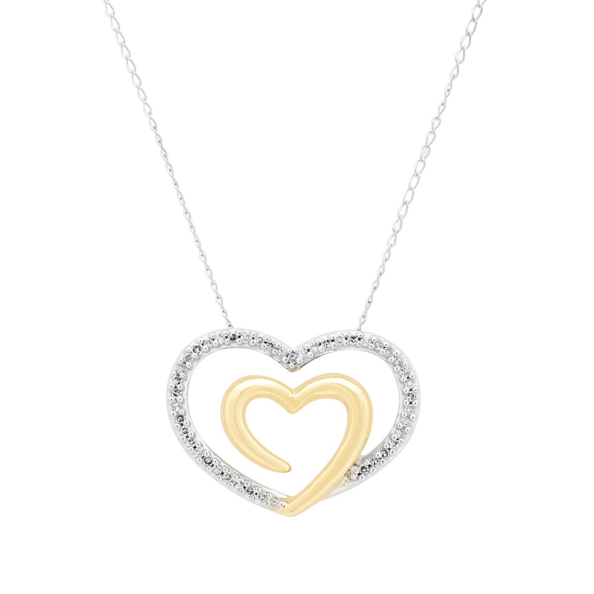 Estate Diamond Heart Necklace in 14kt White and Yellow Gold (1/5ct tw)