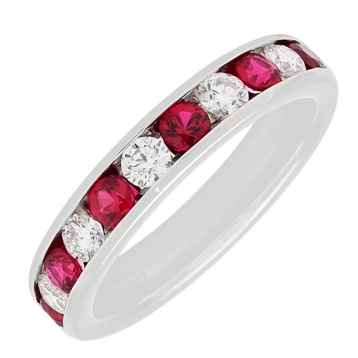 Ruby and Diamond Channel Band in Platinum (3/8ct tw)