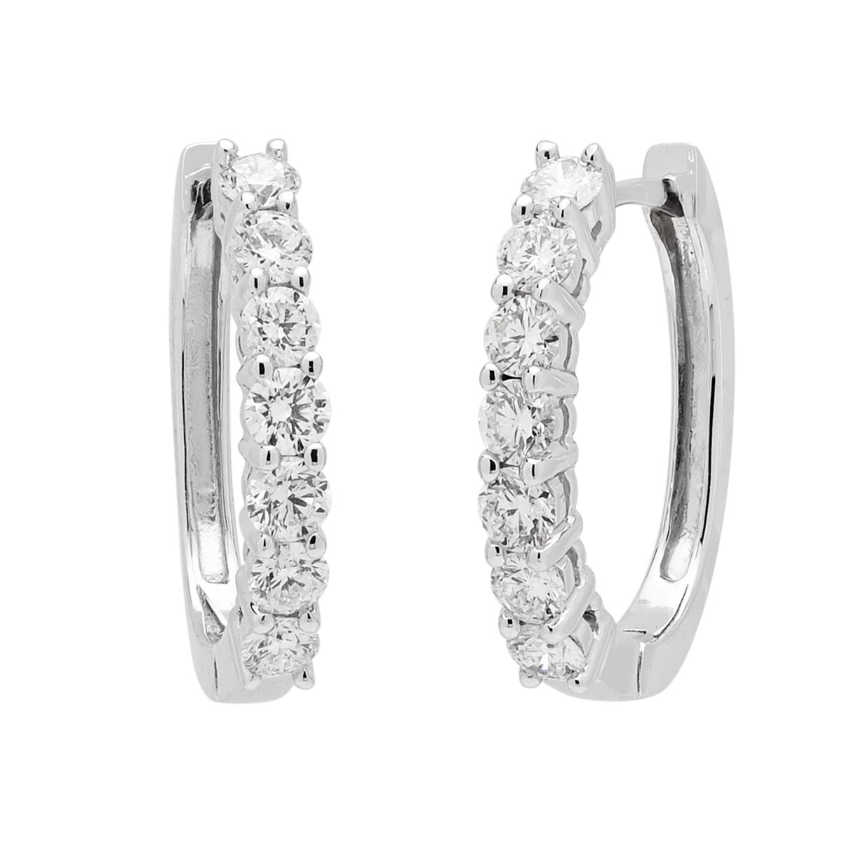 Diamond Oval Hoop Earrings in 18kt White Gold (1ct tw)