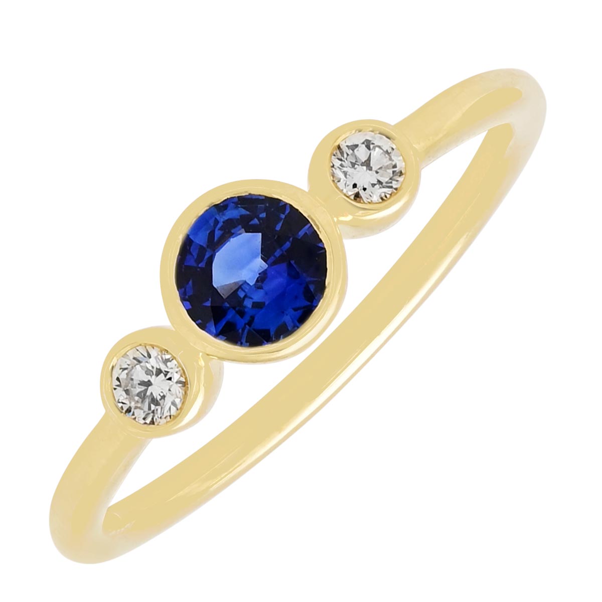 Sapphire Bezel Ring in 18kt Yellow Gold with Diamonds (1/10ct tw)