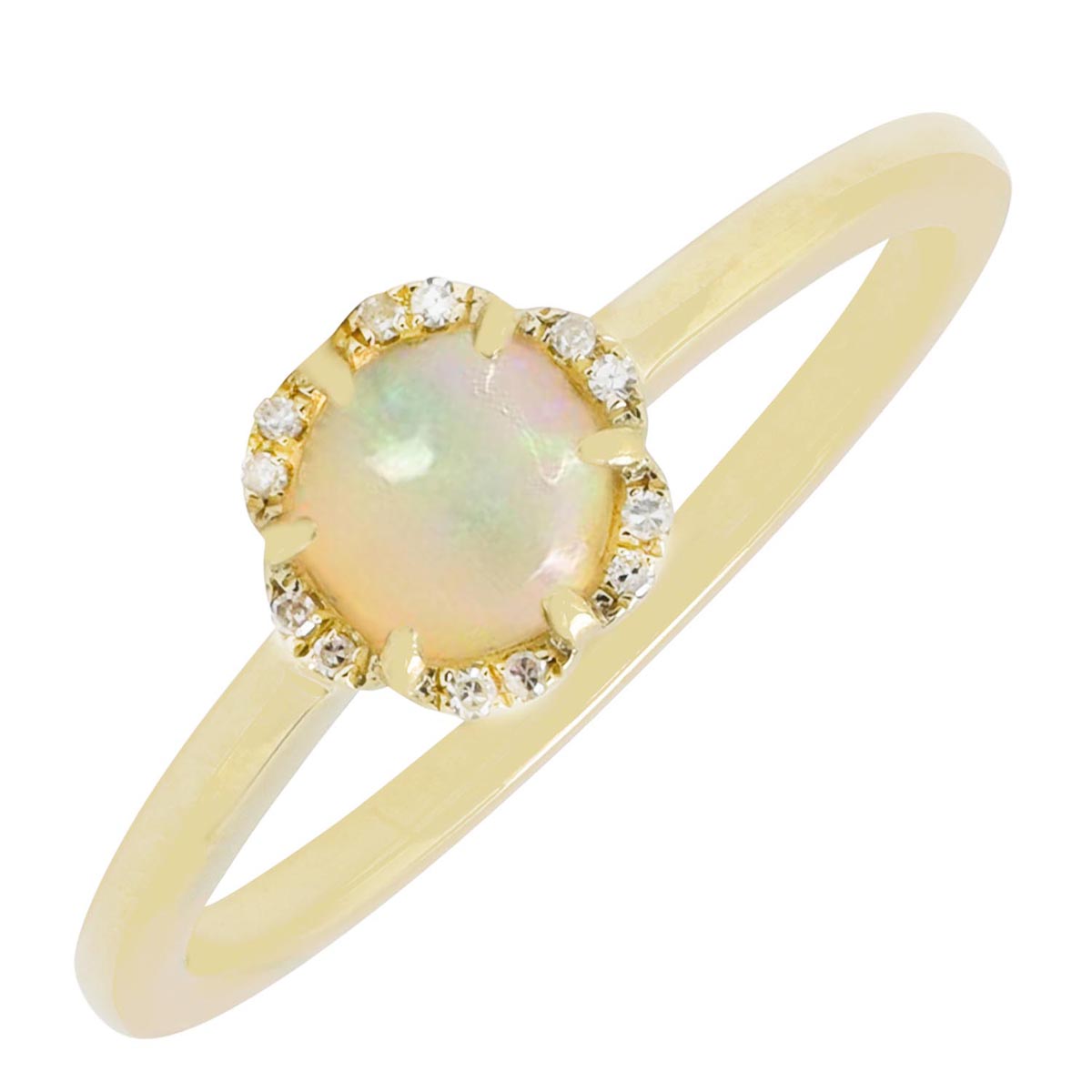 Madison L Ethiopian Opal Ring in 14kt Yellow Gold with Diamonds (.03ct tw)