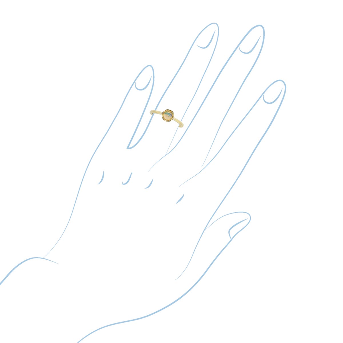 Madison L Ethiopian Opal Ring in 14kt Yellow Gold with Diamonds (.03ct tw)