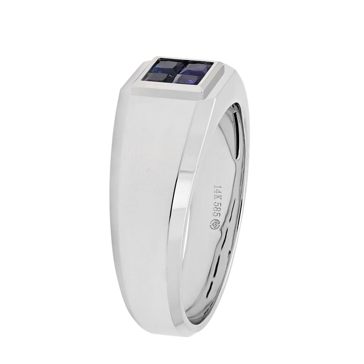 Mens Sapphire Ring in 14kt White Gold