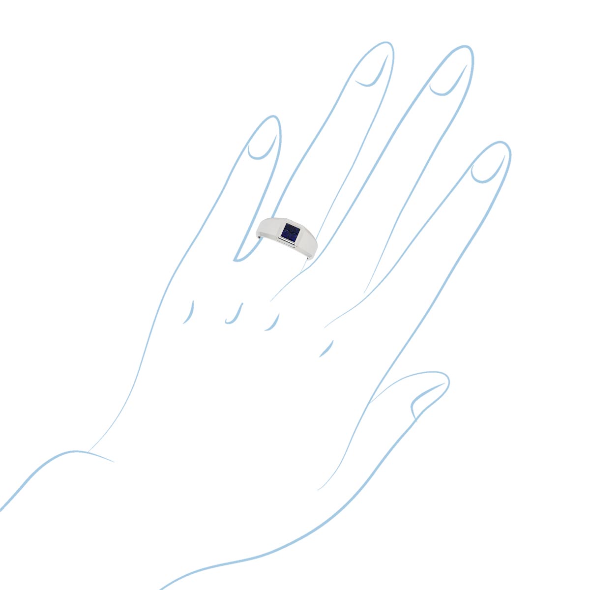 Mens Sapphire Ring in 14kt White Gold